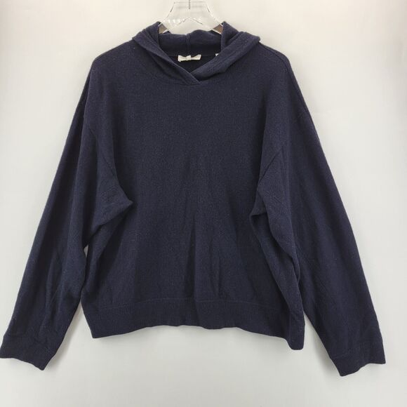 Vince Sweaters - Vince 100% Cashmere Sweater Womens XL Hooded Navy Blue Luxury Cozycore Comfort
